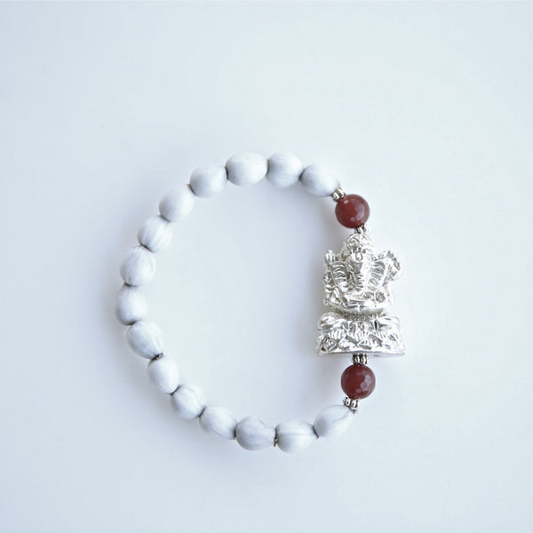 White Brass Elephant Blessing Beads